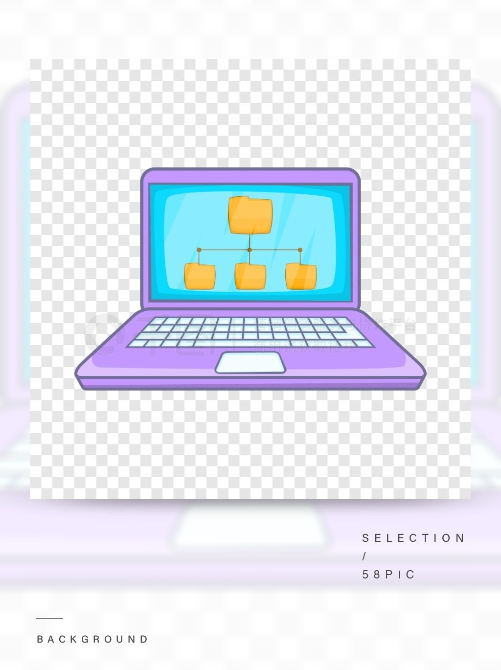 筆記本電腦屏幕文件夾圖標 - 卡通風格動畫設計模板